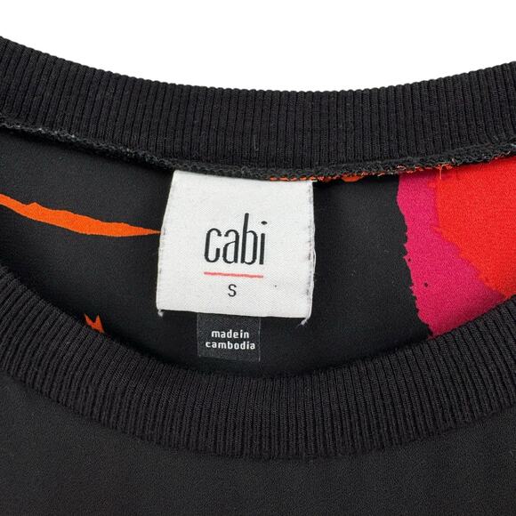 Cabi 4552 Complete Top Shine Black Red Flower Print Sleeveless Oversized Blouse - Picture 9 of 11